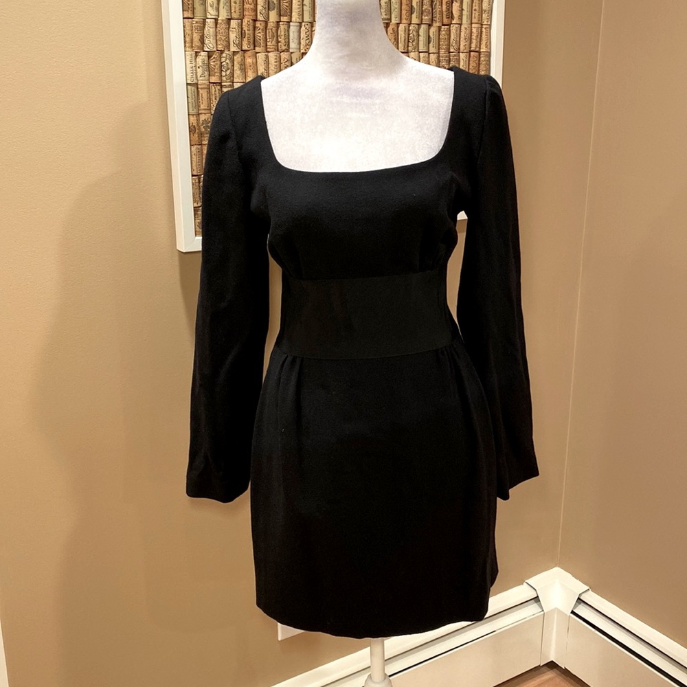 Heidi Weisel Black 100% Wool Mini Dress
